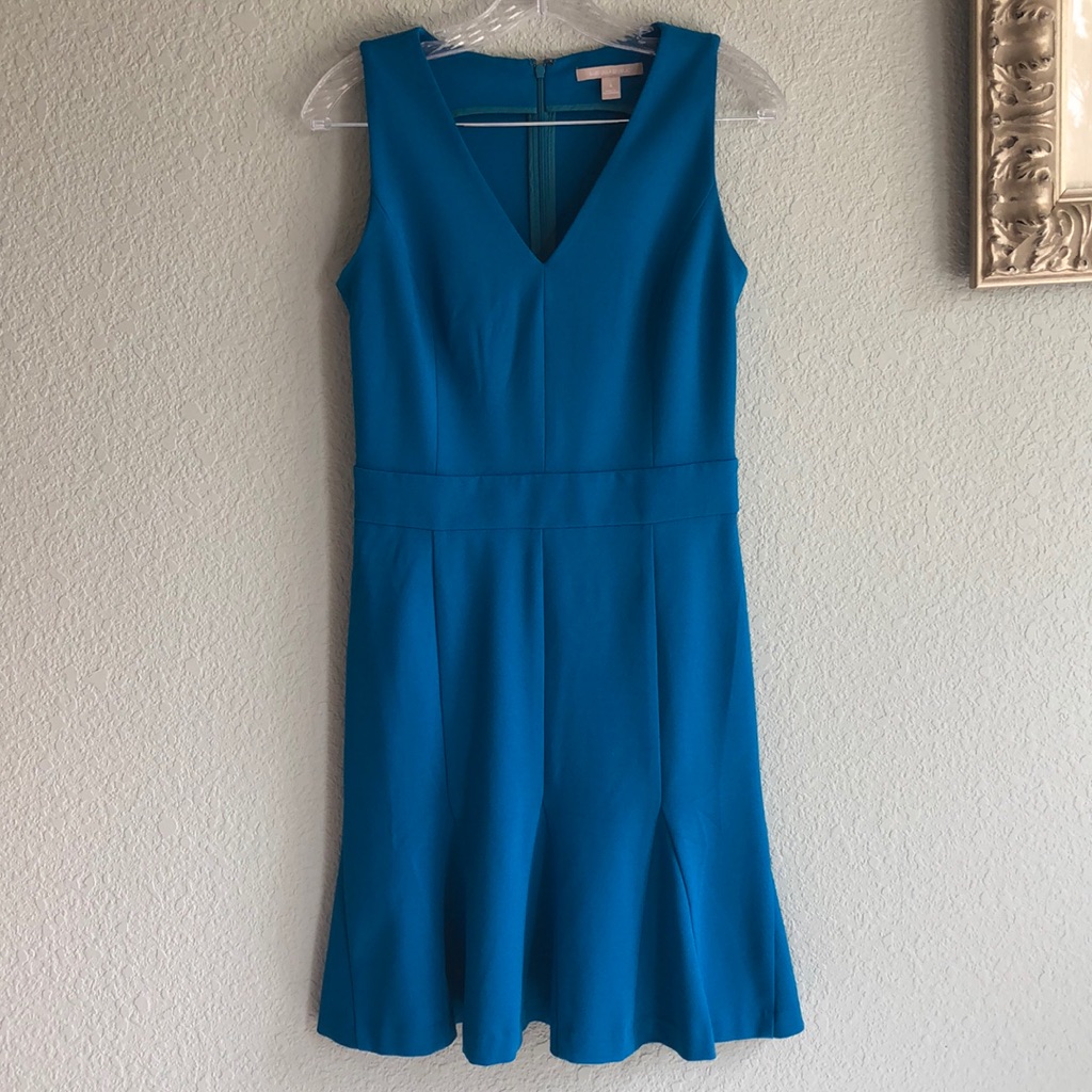 Banana Republic Fit And Flare Peacock Blue Dress